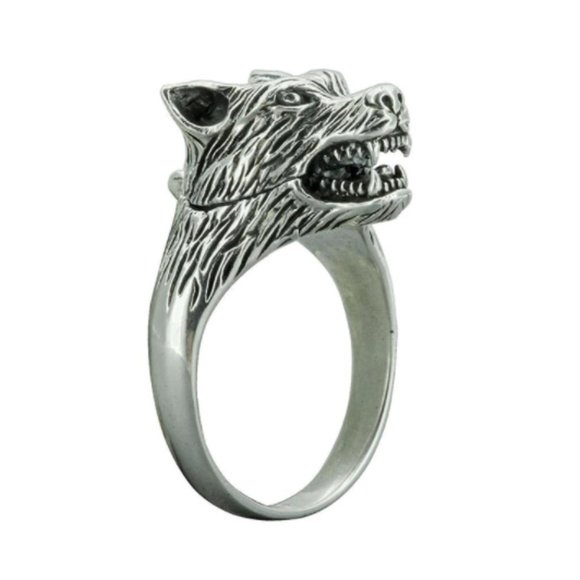 Silver Viking Guard Wolf Head Locket Coffin Ring Punk Viking Guard Jewelry - Picture 5 of 10